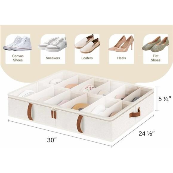 Under Bed Shoe Organizer for Closet, 2-Pack Ultra-thick Fabric Shoe Storage - Picture 3 of 7